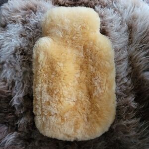 Genuine Sheepskin Hot Water Bottle Cover + Bottle w/flaw